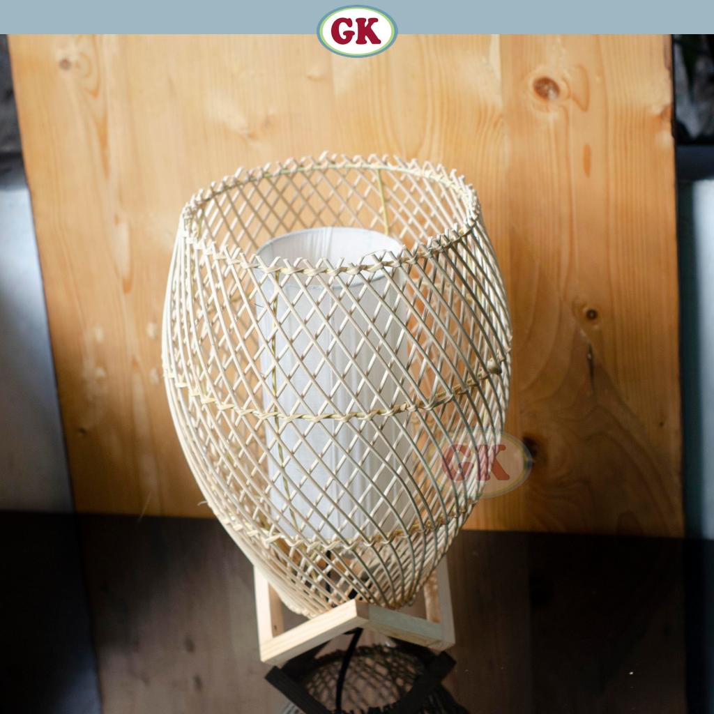 Kap Lampu Meja Rotan LENTERA 04 D25 - Handwoven Rattan Table Lampshade Elegant Natural Decor for Bedroom, Livingroom, Lounge or Workspace.