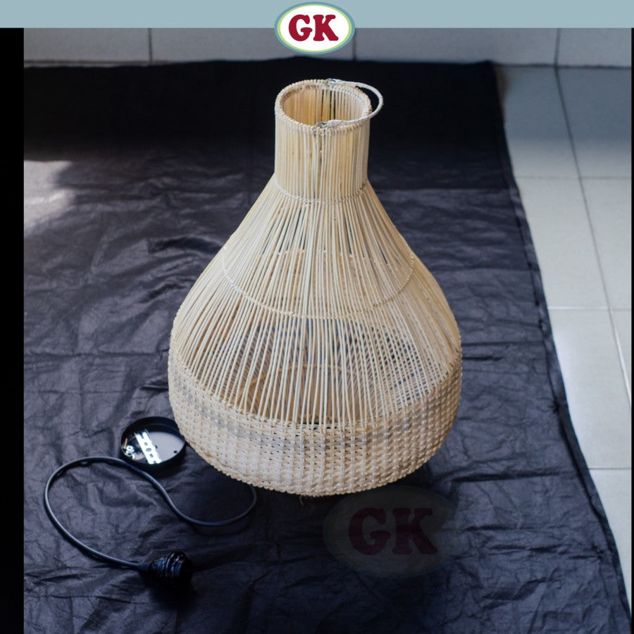 Kap Lampu Gantung Rotan BASIC 39 D40 - Handcrafted Rattan Lampshade Perfect Interior Decor for Cafe, Resto, or Home.