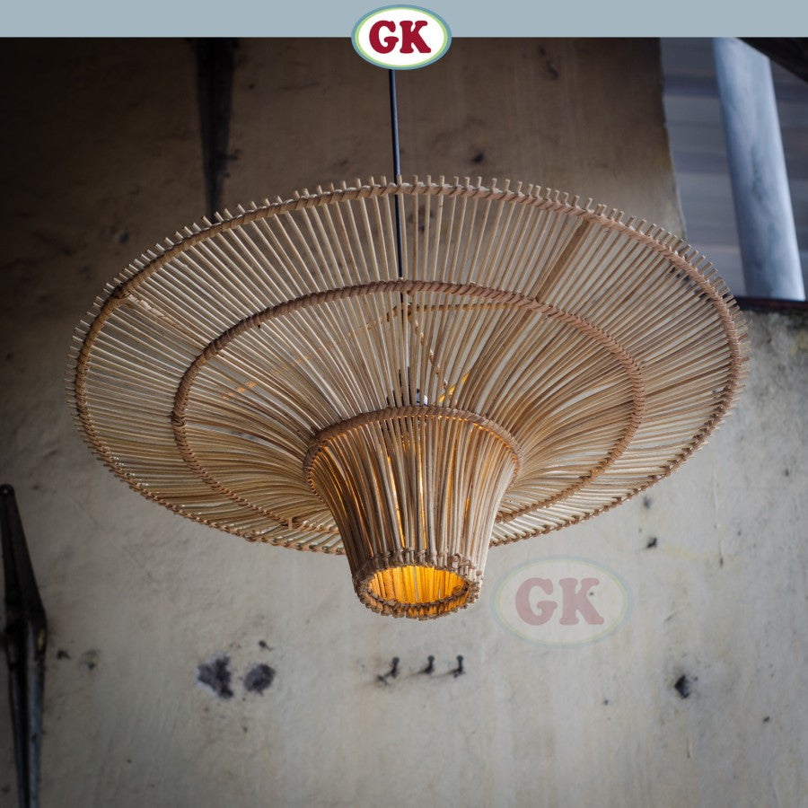 Kap Lampu Gantung Rotan RUSTIC 05 - Artistic Rattan Lampshade Perfect Interior Decor for Livingroom, Bedroom, or Longue.