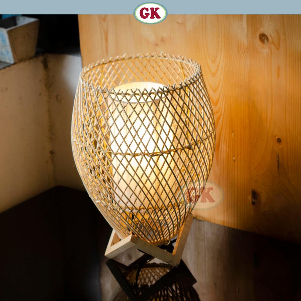 Kap Lampu Meja Rotan LENTERA 04 D25 - Handwoven Rattan Table Lampshade Elegant Natural Decor for Bedroom, Livingroom, Lounge or Workspace.