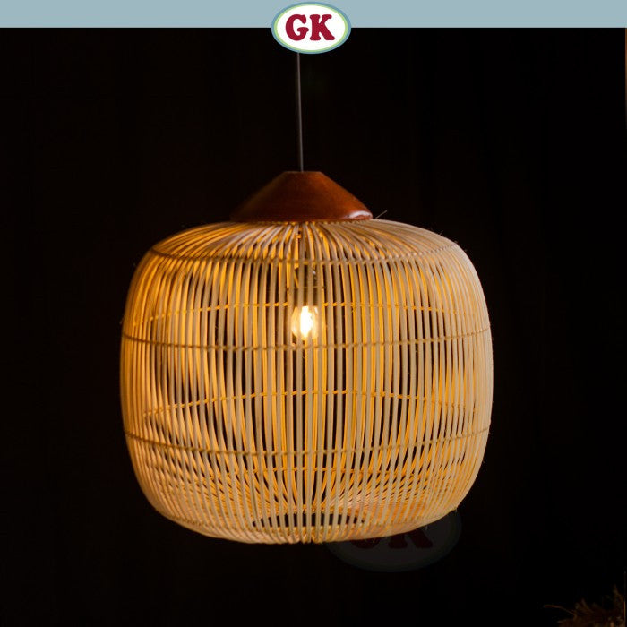 Kap Lampu Gantung Rotan KUBAH 03 - Dekorasi Lampu Aesthetic Interior Cafe