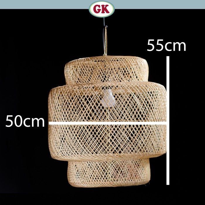 Kap Lampu Gantung Rotan BASIC 40 D50 - Rattan Unique Lantern Ornamental For Natural Atmosphere in Home, Resto, Cafe, Hotel, or Villa.