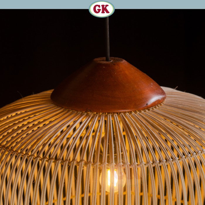 Kap Lampu Gantung Rotan KUBAH 03 - Dekorasi Lampu Aesthetic Interior Cafe