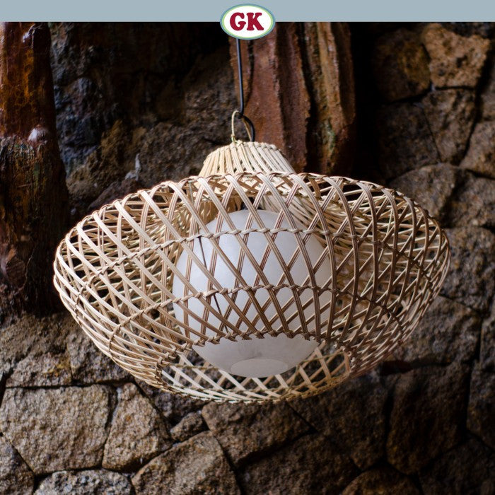 Kap Lampu Gantung Rotan FIBER 01 D60 - Artistic Rattan Butterfly Lampshade Perfect Interior Decor for Livingroom, Bedroom, or Longue.