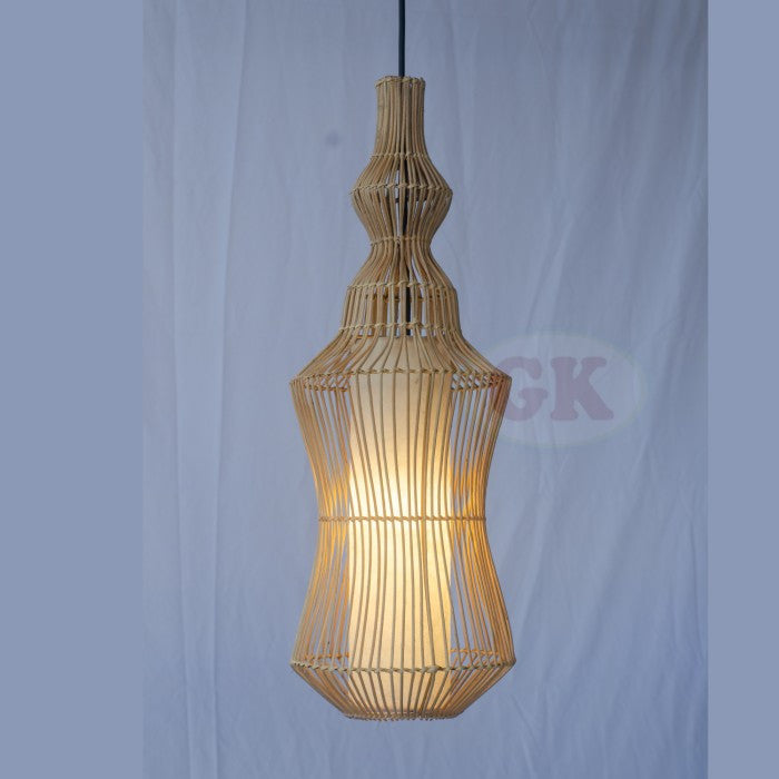 Kap Lampu Gantung Rotan LENTERA 16 D20 - Elegant Handwoven Lantern Pendant Lamp for Oriental or Japandi Interior Decor.
