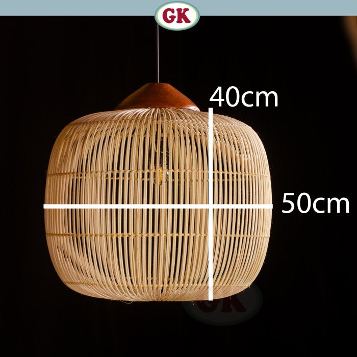 Kap Lampu Gantung Rotan KUBAH 03 - Dekorasi Lampu Aesthetic Interior Cafe