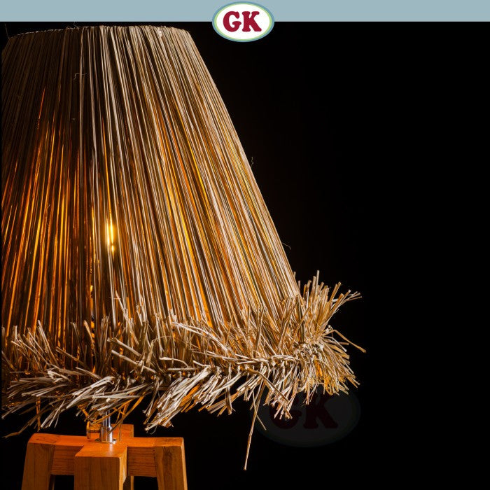 Kap Lampu Standing Rotan RUSTIC 32 D40 - Modern Japandi Rattan Tripod Floor Lampshade for Natural Minimalist Interior in Home, Resto, Cafe, or Villa.