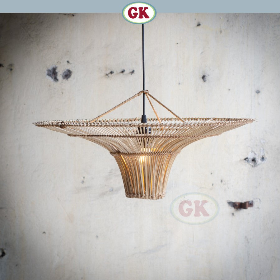 Kap Lampu Gantung Rotan RUSTIC 05 - Artistic Rattan Lampshade Perfect Interior Decor for Livingroom, Bedroom, or Longue.