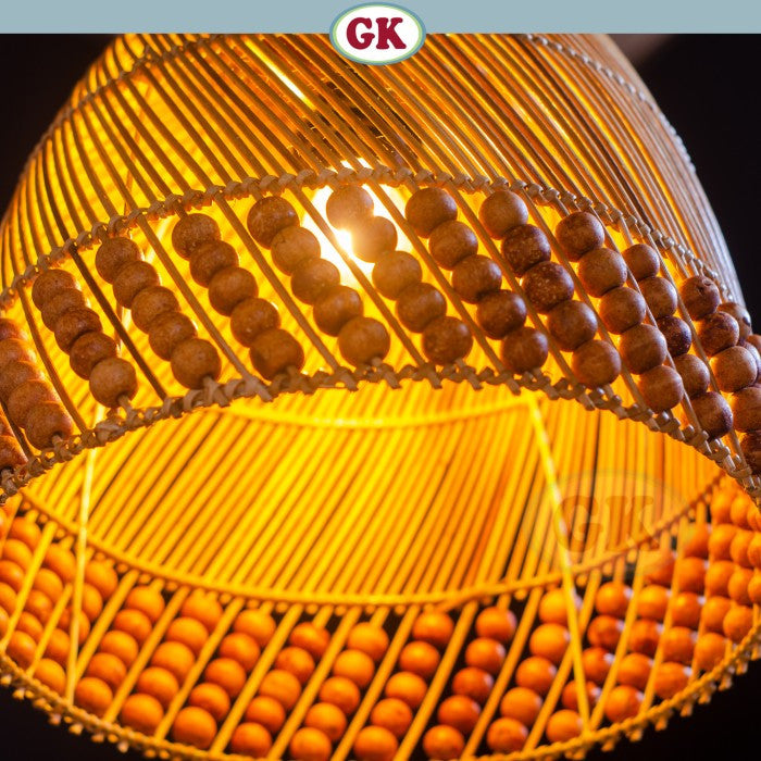 Kap Lampu Gantung Rotan KUBAH 17 - Dekorasi Lampu Aesthetic Kayu