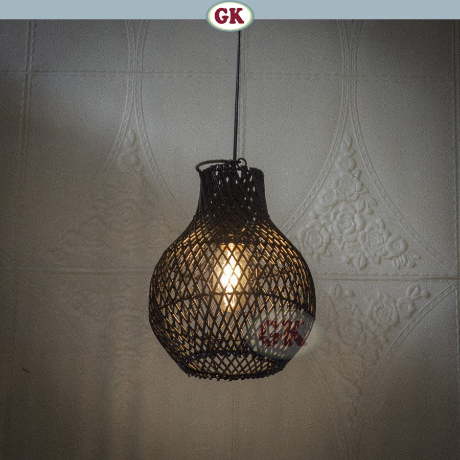 Kap Lampu Gantung Rotan BASIC 47 - Handcrafted Rattan Lampshade Perfect Interior Decor for Cafe, Resto, or Home.