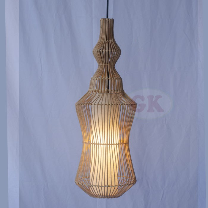 Kap Lampu Gantung Rotan LENTERA 16 D20 - Elegant Handwoven Lantern Pendant Lamp for Oriental or Japandi Interior Decor.