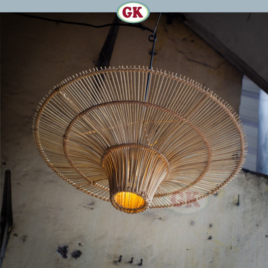 Kap Lampu Gantung Rotan RUSTIC 05 - Artistic Rattan Lampshade Perfect Interior Decor for Livingroom, Bedroom, or Longue.