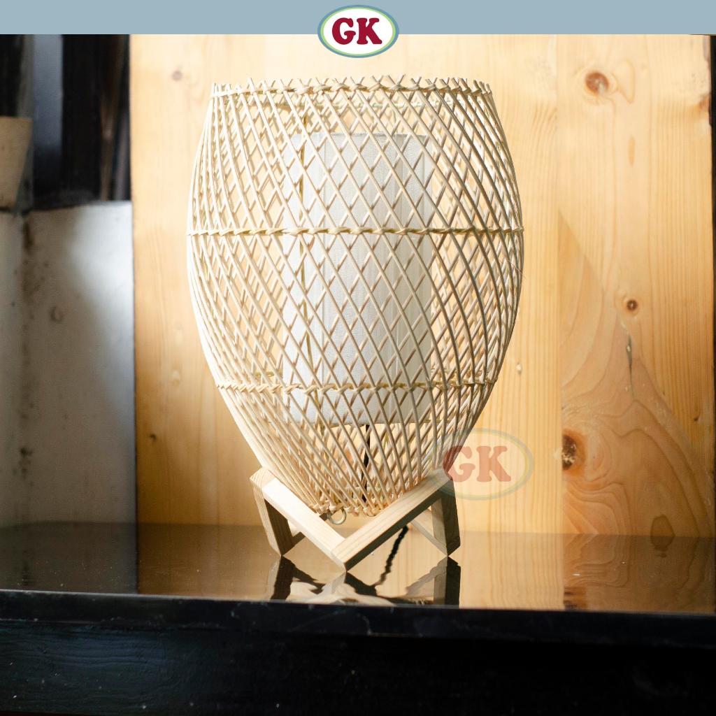Kap Lampu Meja Rotan LENTERA 04 D25 - Handwoven Rattan Table Lampshade Elegant Natural Decor for Bedroom, Livingroom, Lounge or Workspace.