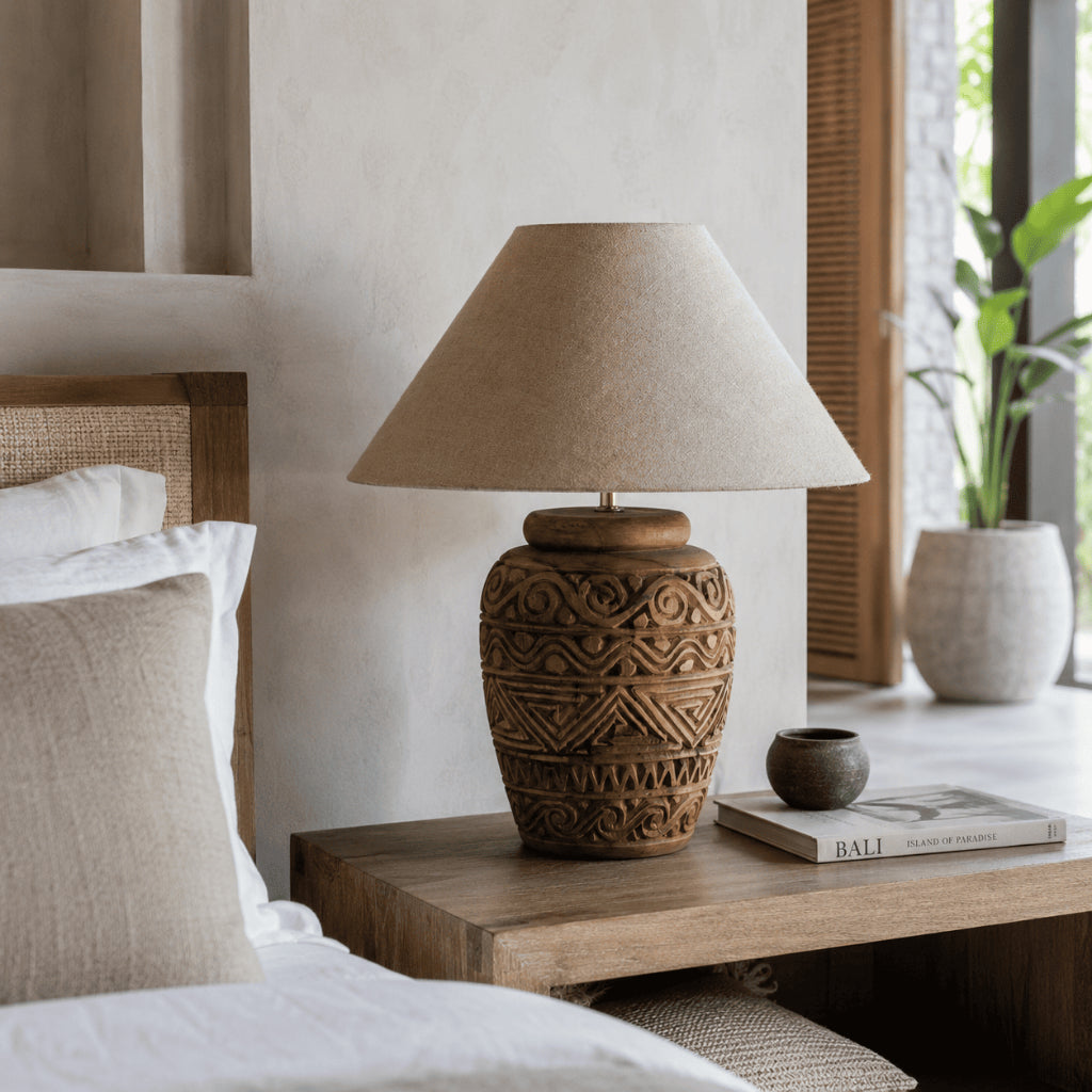 Kap Lampu Meja Rotan RUSTIC 25 D30 - Handwoven Rattan Table Lampshade Elegant Natural Decor for Bedroom, Livingroom, Lounge or Workspace.