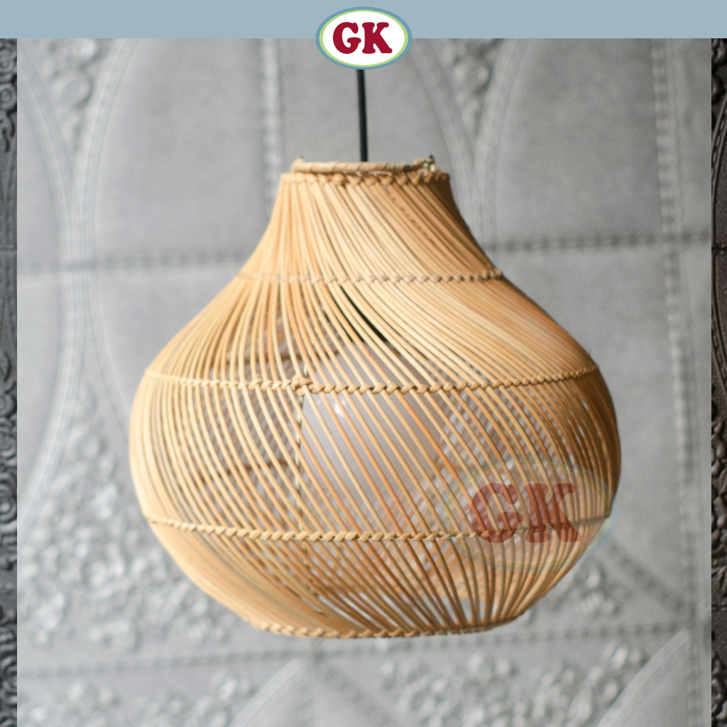 Kap Lampu Gantung Rotan BASIC 33 D30 - Rattan Unique Interior Lamp Decoration For Cozy Cafe, Resto or Home.