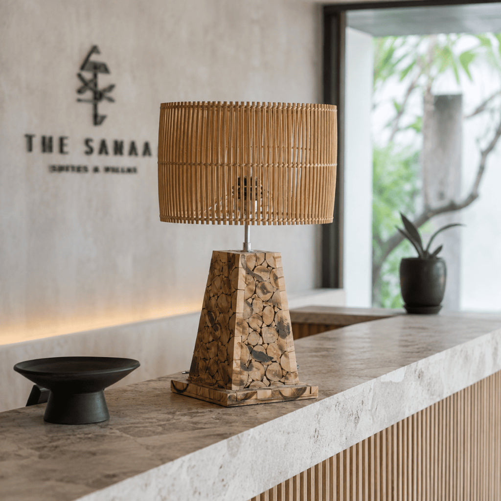 Kap Lampu Meja Rotan RUSTIC 17 D30 - Handwoven Rattan Table Lampshade Elegant Natural Decor for Bedroom, Livingroom, Lounge or Workspace.