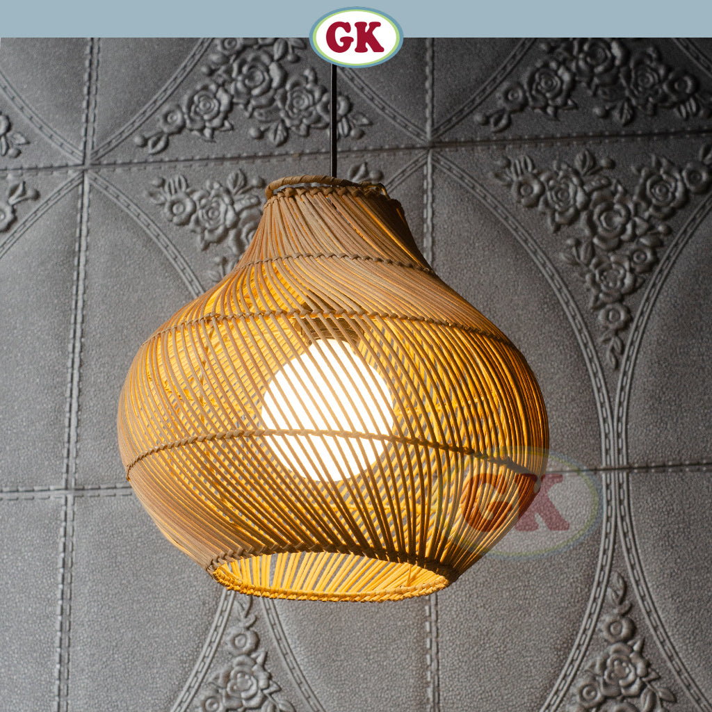 Kap Lampu Gantung Rotan BASIC 33 D30 - Rattan Unique Interior Lamp Decoration For Cozy Cafe, Resto or Home.