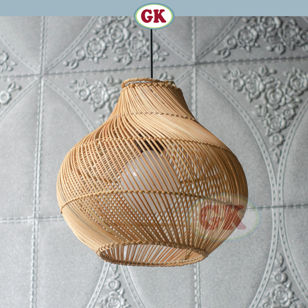 Kap Lampu Gantung Rotan BASIC 33 D30 - Rattan Unique Interior Lamp Decoration For Cozy Cafe, Resto or Home.