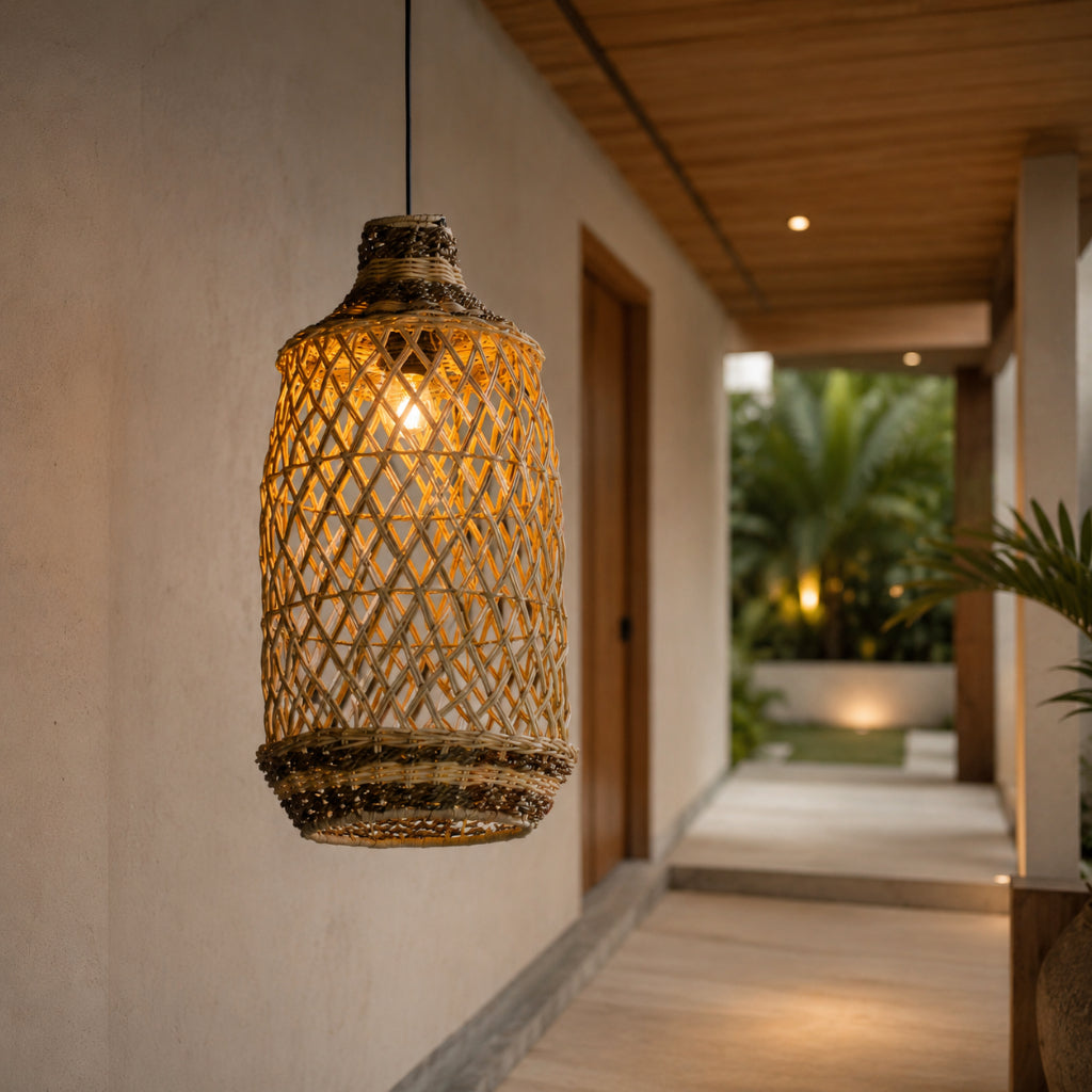 Kap Lampu Gantung Rotan BASIC 41 D25 - Handcrafted Rattan Lampshade Perfect Interior Decor for Cafe, Resto, or Home.