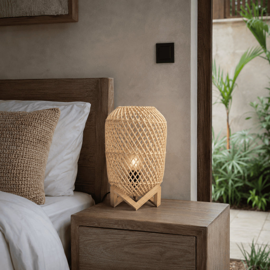 Kap Lampu Meja BASIC 65 D18 - Handcrafted Rattan Lampshade Perfect Interior Decor for Livingroom, Bedroom, or Longue.
