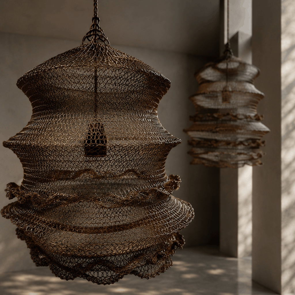 Lampu Gantung Artistik Wire Mesh – Model Lentera / Pagoda Modern WS08