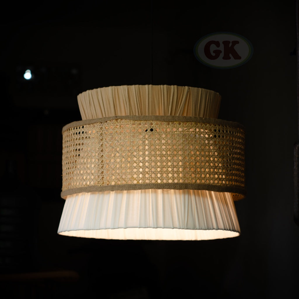 Kap Lampu Gantung Kain NORDIC 07 D50 - Artistic Modern Minimalist Rattan Lampshade Perfect Interior Decor for Livingroom, Bedroom, or Longue.