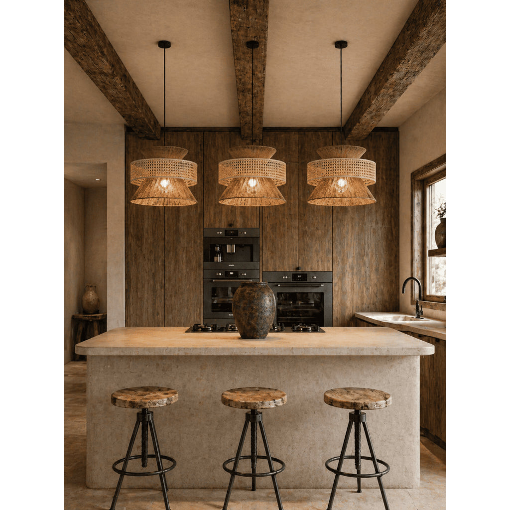 Kap Lampu Gantung Kain NORDIC 05 D50 - Artistic Modern Minimalist Rattan Lampshade Perfect Interior Decor for Livingroom, Bedroom, or Longue.
