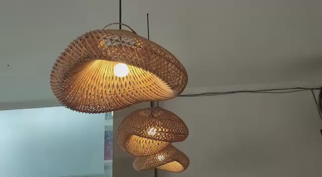 Kap Lampu Rotan BASIC 48 D30 - Handcrafted Rattan Lampshade Perfect Interior Decor For Cafe, Resto, or Home.