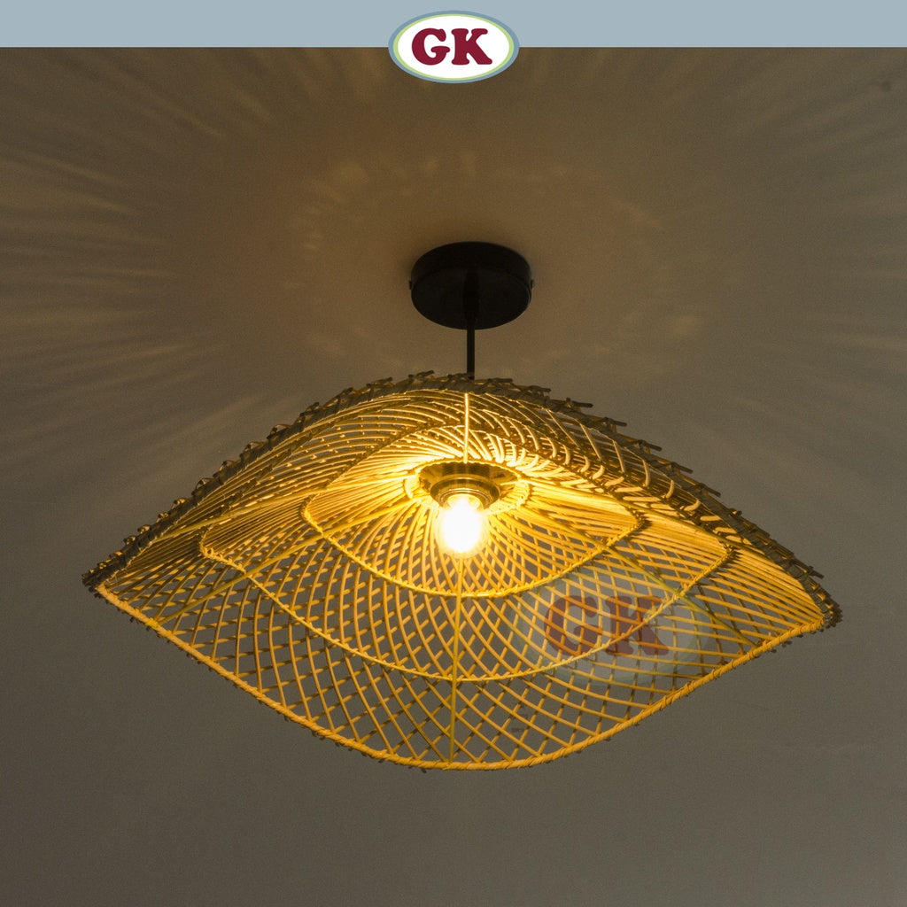 Kap Lampu Gantung Rotan RUSTIC 08 - Artistic Rattan Lampshade Perfect Interior Decor for Livingroom, Bedroom, or Longue.