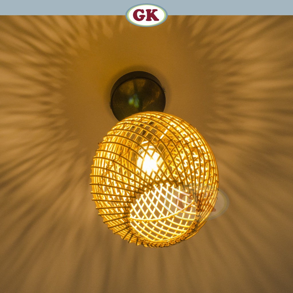 Kap Lampu Rotan BASIC 50 D20 - Handcrafted Rattan Lampshade Perfect Interior Decor for Cafe, Resto, Hotel or Home.