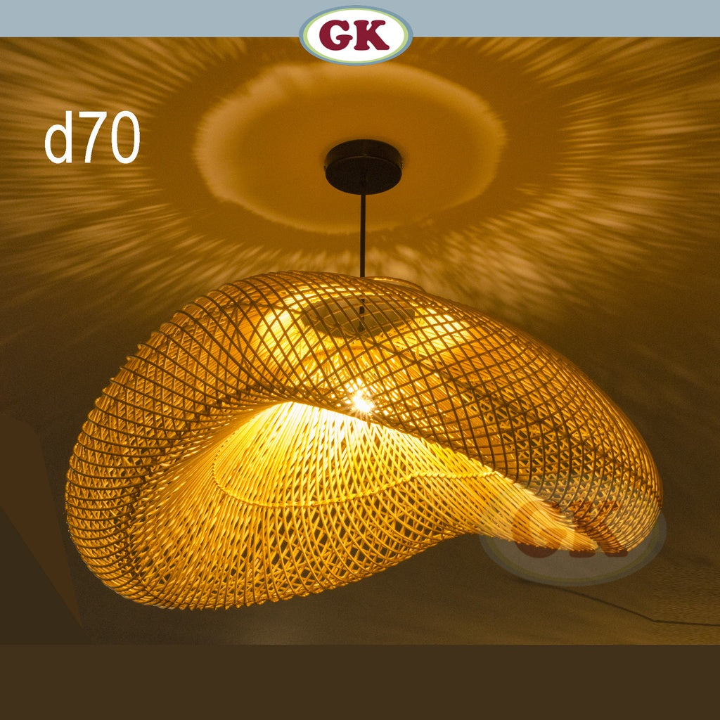 Kap Lampu Gantung Rotan BASIC 48 D70 - Handcrafted Rattan Lampshade Perfect Interior Decor For Cafe, Resto, or Home.