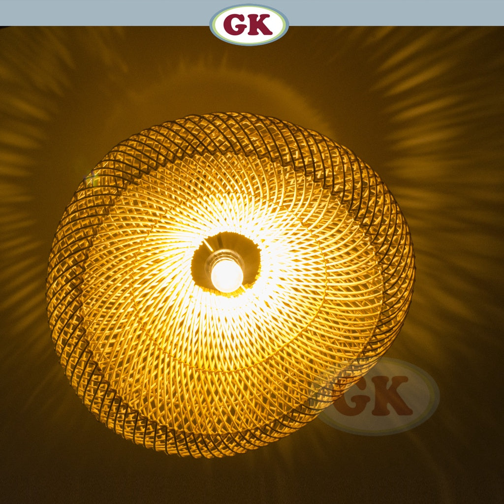 Kap Lampu Gantung Rotan BASIC 48 D50 - Handcrafted Rattan Lampshade Perfect Interior Decor For Cafe, Resto, or Home.
