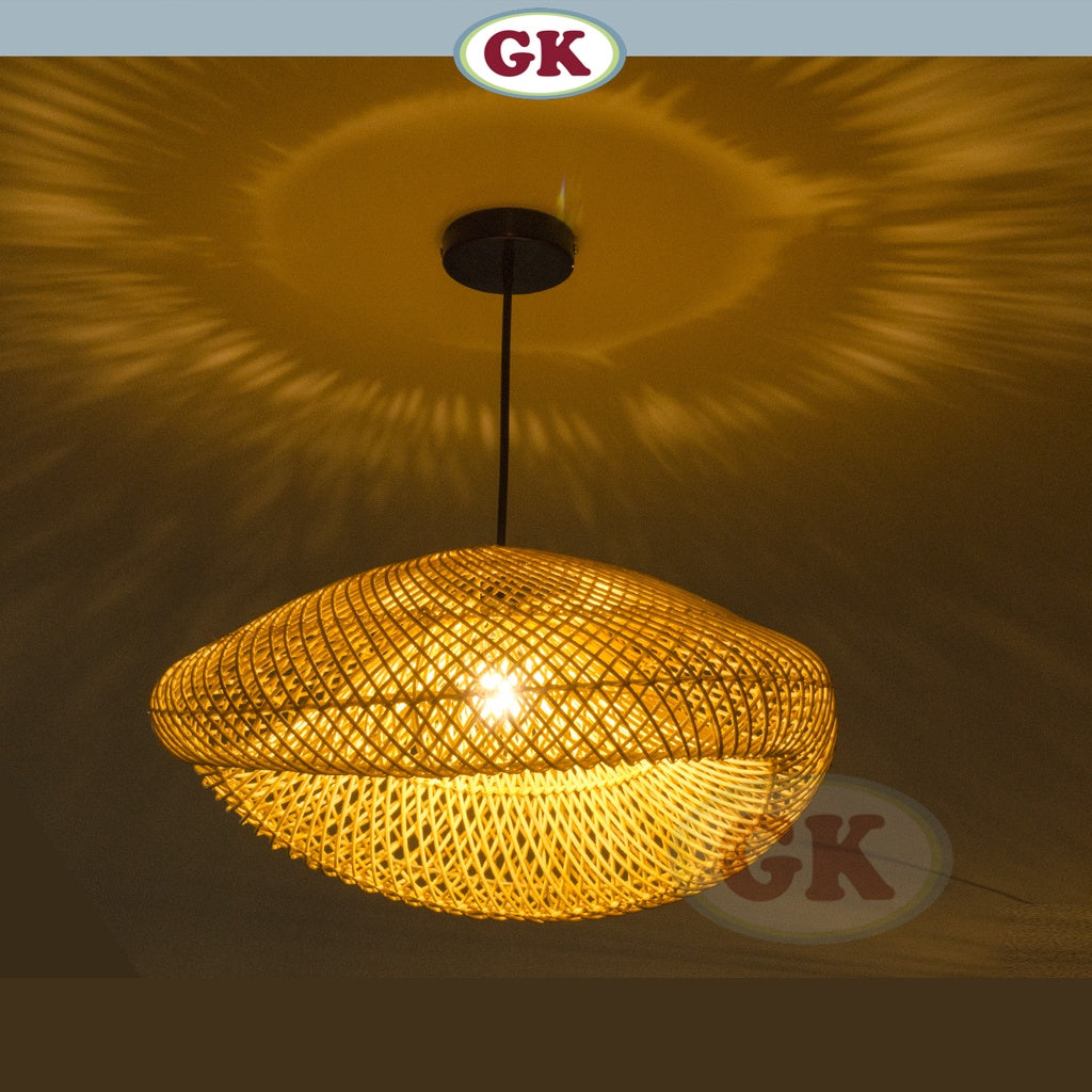 Kap Lampu Gantung Rotan BASIC 48 D50 - Handcrafted Rattan Lampshade Perfect Interior Decor For Cafe, Resto, or Home.