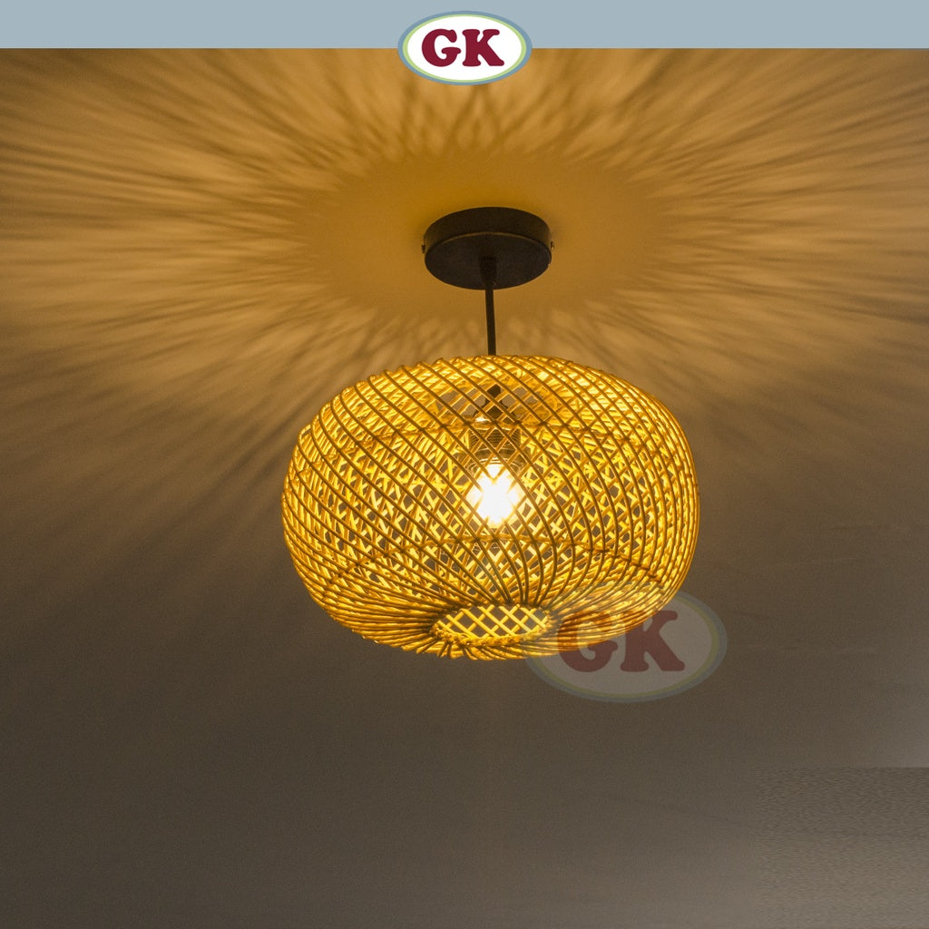 Kap Lampu Gantung Rotan BASIC 45 D30 - Rattan Unique Interior Lamp Decoration For Cozy Cafe, Resto or Home.