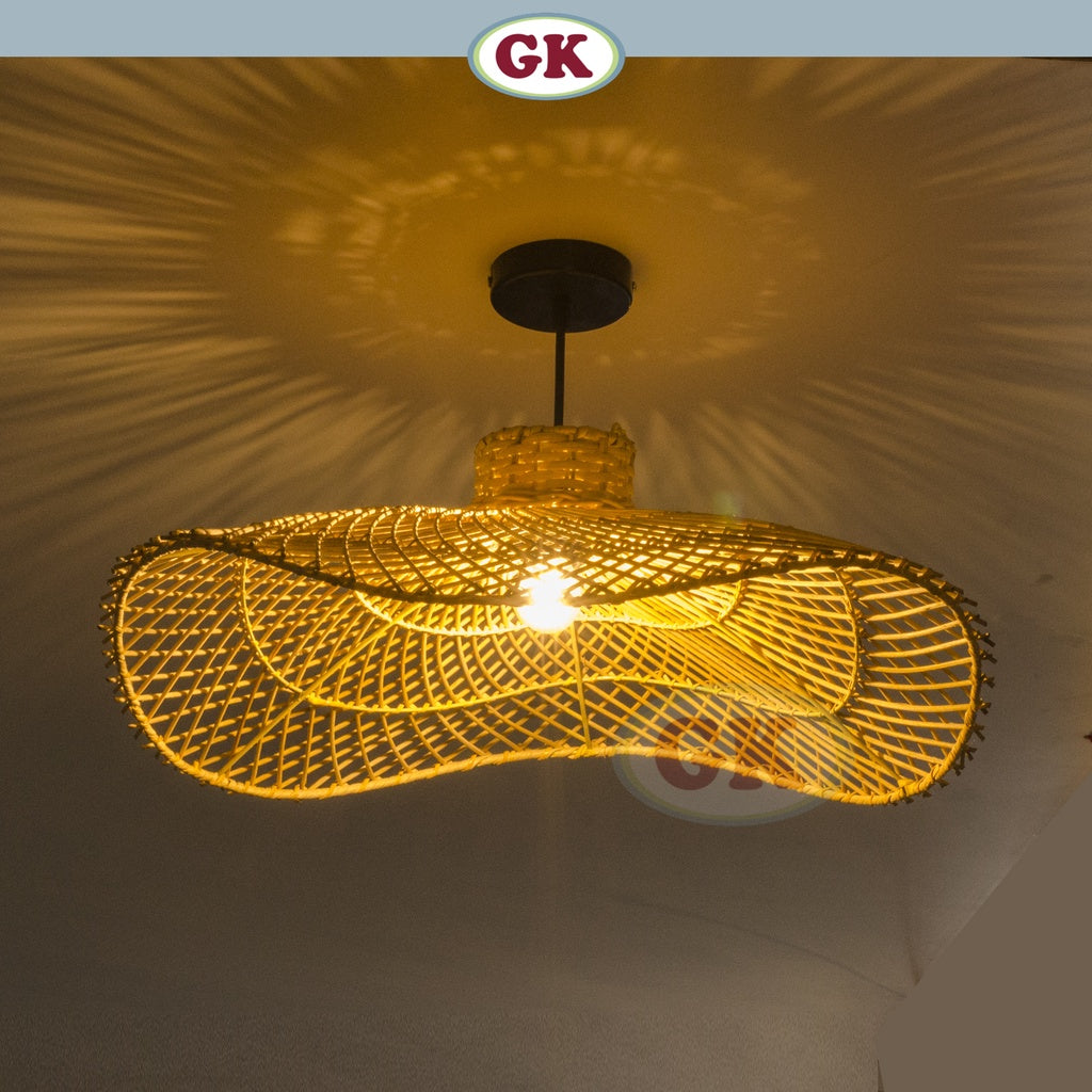 Kap Lampu Gantung Rotan RUSTIC 08 - Artistic Rattan Lampshade Perfect Interior Decor for Livingroom, Bedroom, or Longue.
