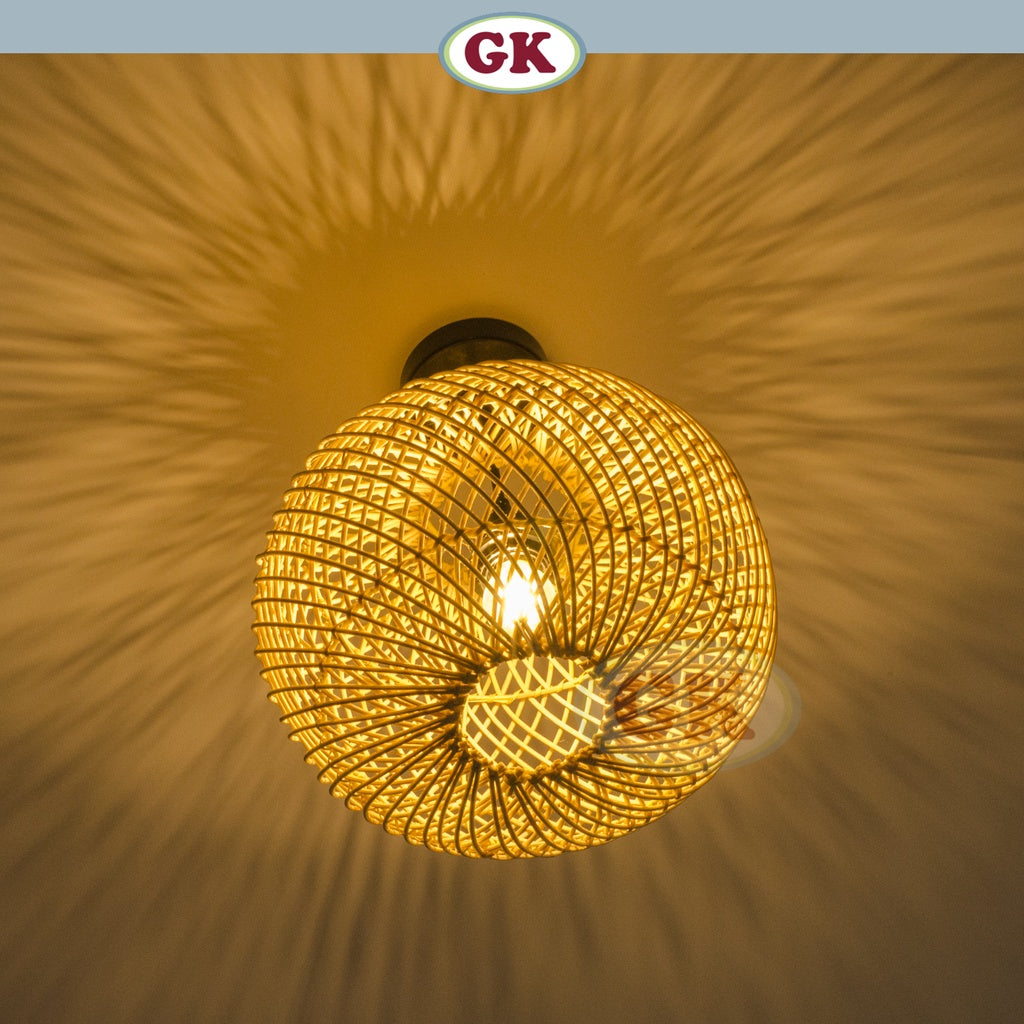 Kap Lampu Gantung Rotan BASIC 45 D30 - Rattan Unique Interior Lamp Decoration For Cozy Cafe, Resto or Home.