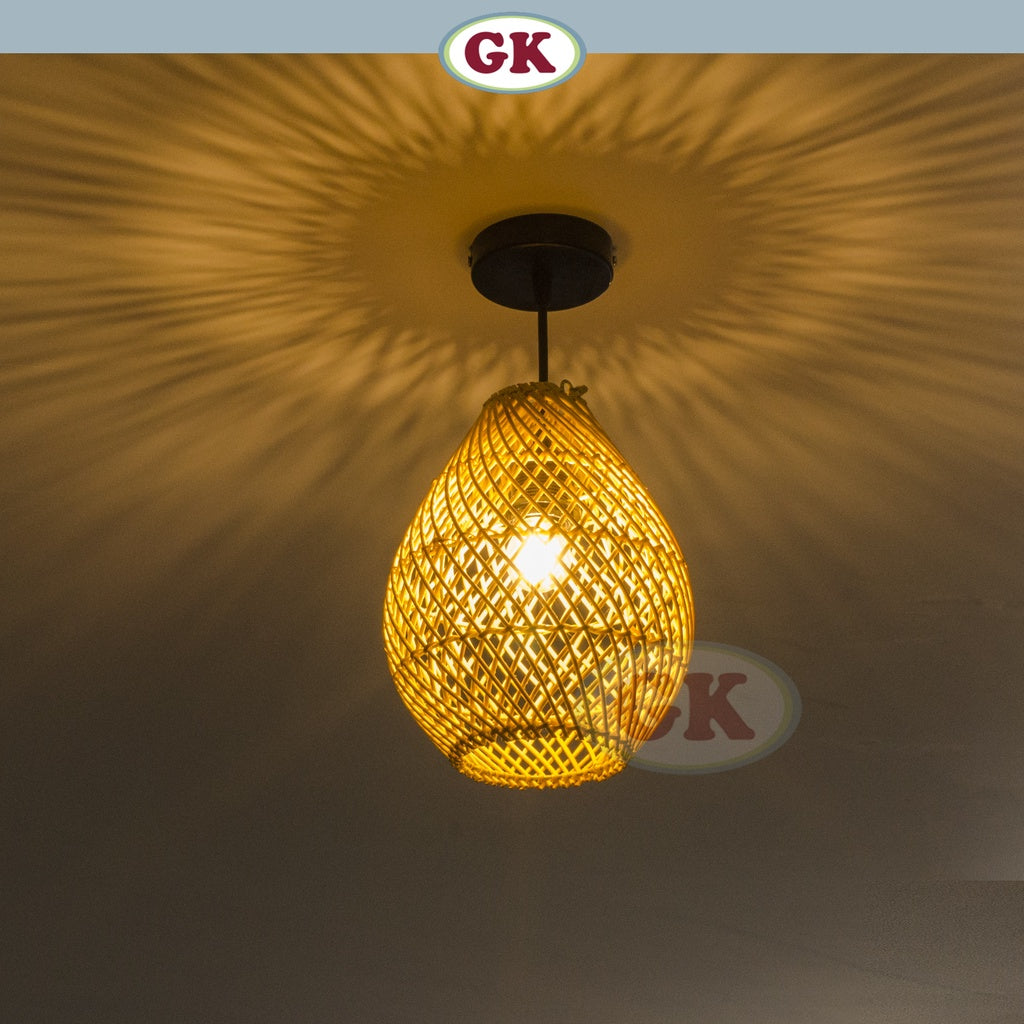 Kap Lampu Rotan BASIC 50 D20 - Handcrafted Rattan Lampshade Perfect Interior Decor for Cafe, Resto, Hotel or Home.