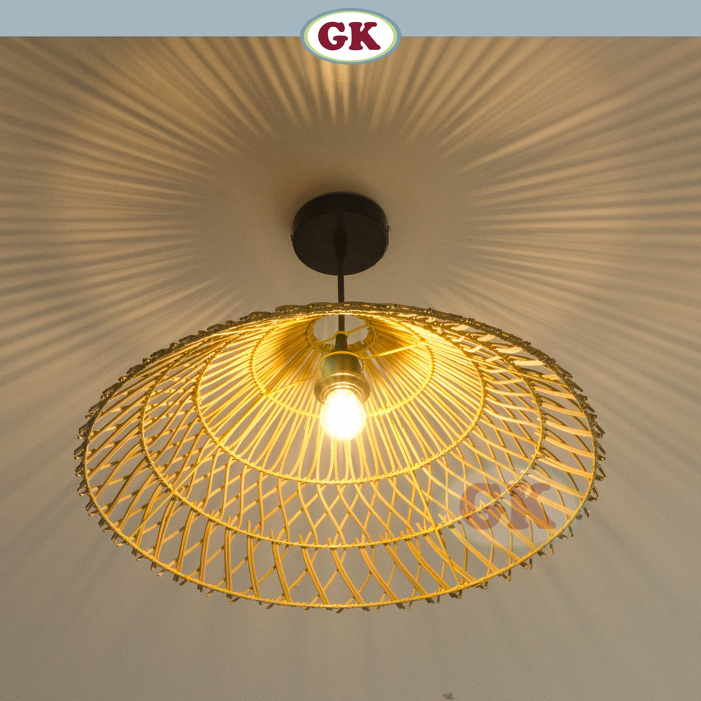 Kap Lampu Gantung Rotan RUSTIC 07 D50 - Artistic Rattan Lampshade Perfect Interior Decor for Livingroom, Bedroom, or Longue.