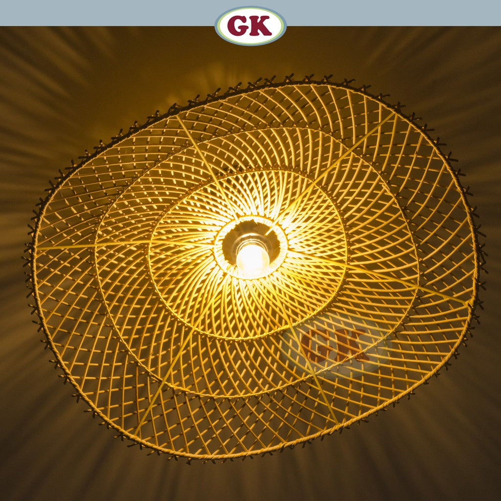 Kap Lampu Gantung Rotan RUSTIC 08 - Artistic Rattan Lampshade Perfect Interior Decor for Livingroom, Bedroom, or Longue.