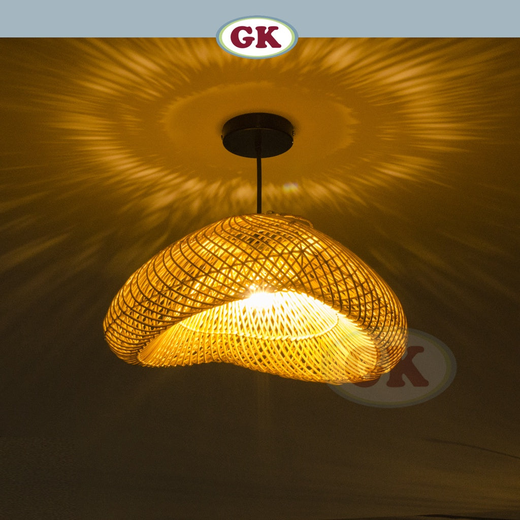 Kap Lampu Rotan BASIC 48 D40 - Handcrafted Rattan Lampshade Perfect Interior Decor For Cafe, Resto, or Home.