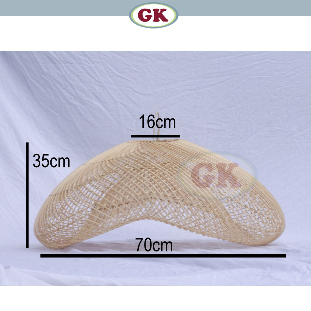 Kap Lampu Gantung Rotan BASIC 48 D70 - Handcrafted Rattan Lampshade Perfect Interior Decor For Cafe, Resto, or Home.