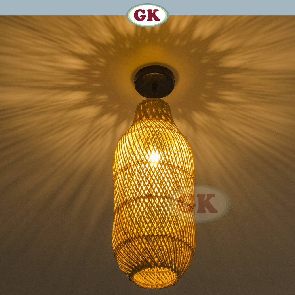 Kap Lampu Gantung Rotan BASIC 46 D20 - Handcrafted Rattan Lampshade Perfect Interior Decor for Cafe, Resto, or Home.