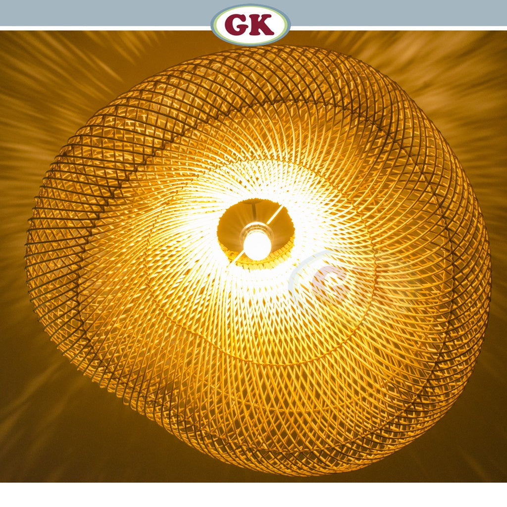 Kap Lampu Gantung Rotan BASIC 48 D70 - Handcrafted Rattan Lampshade Perfect Interior Decor For Cafe, Resto, or Home.