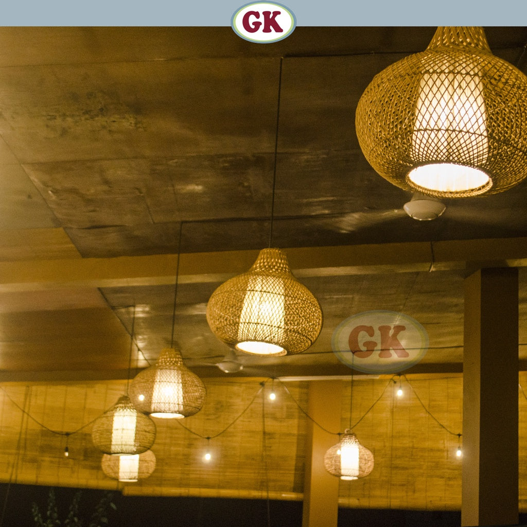 Kap Lampu Gantung Rotan LENTERA 03 - Handcrafted Rattan Lampshade Perfect Interior Decor for Cafe, Resto, Hotel or Home.