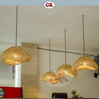 Kap Lampu Rotan BASIC 48 D30 - Handcrafted Rattan Lampshade Perfect Interior Decor For Cafe, Resto, or Home.