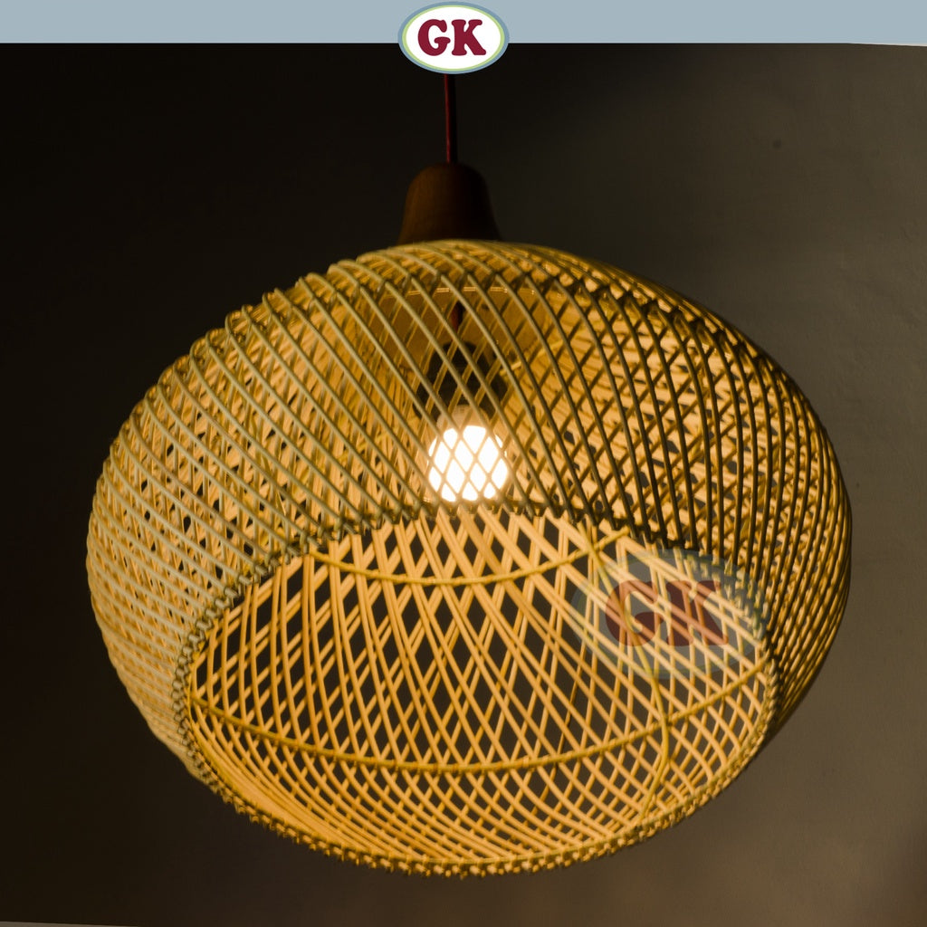 Kap Lampu Gantung Rotan KUBAH 01 - Dekorasi Lampu Cafe Restoran Rumah