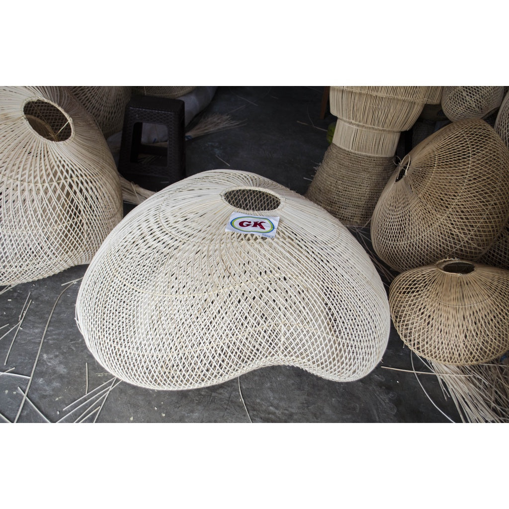 Kap Lampu Rotan BASIC 48 D80 - Handcrafted Rattan Lampshade Perfect Interior Decor For Cafe, Resto, or Home.