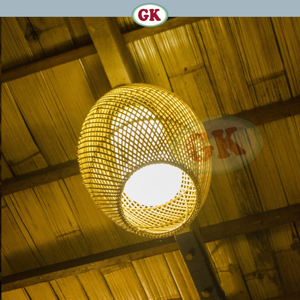 Kap Lampu Gantung Rotan LENTERA 01 D25 - Handcrafted Rattan Lampshade Perfect Interior Decor for Cafe, Resto, Hotel or Home.