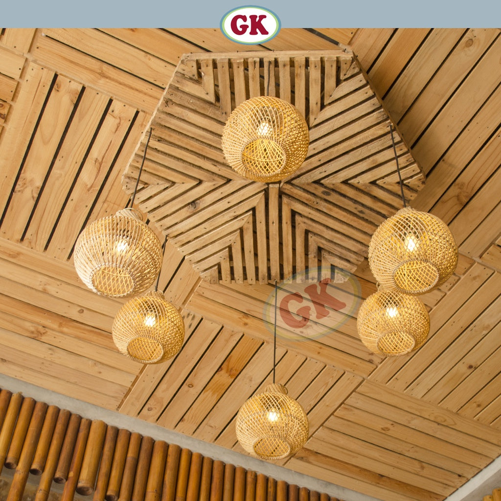 Kap Lampu Gantung Rotan BASIC 01 - Rattan Cafe Lamp Pendant