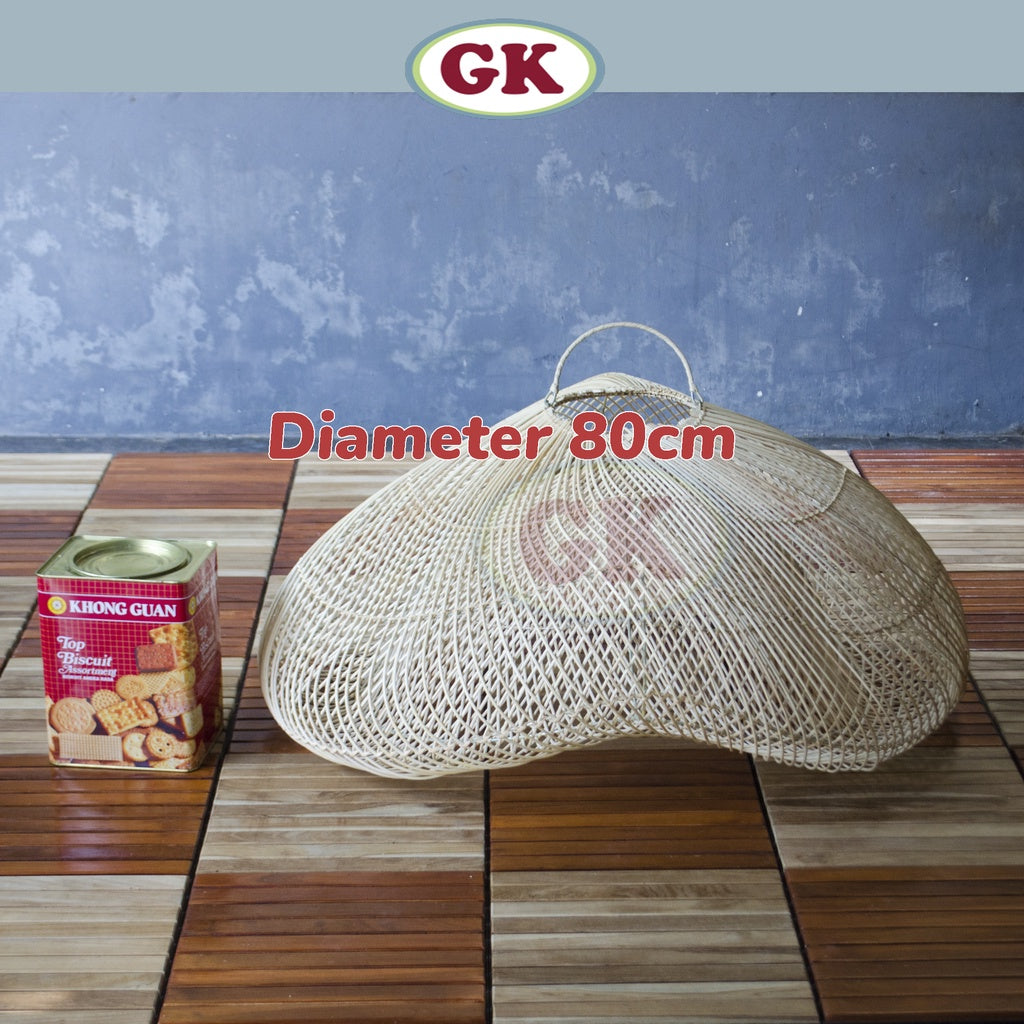 Kap Lampu Rotan BASIC 48 D80 - Handcrafted Rattan Lampshade Perfect Interior Decor For Cafe, Resto, or Home.